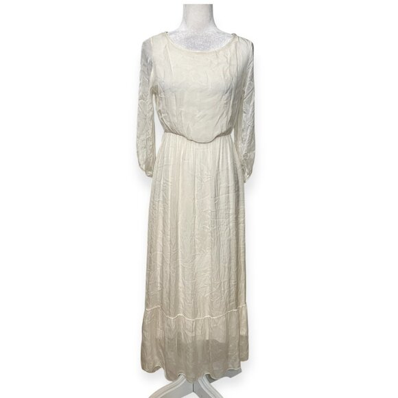 NWOT LARA GUIDOTTI Ivory Maxi Dress S Itlay Made Silk Blend Lined Boho Ramantic - Picture 2 of 11